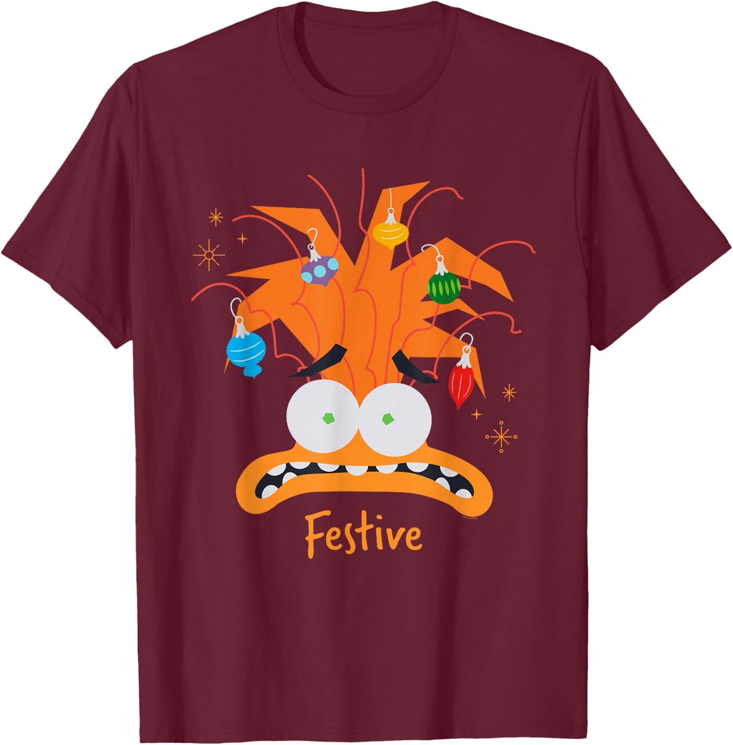 Disney and Pixar’s Inside Out 2 Anxiety Festive Christmas T-Shirt - T-Shirt | Maroon