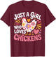 Just a Girl Who Loves Chickens Floral Gifts Girls Women Kids T-Shirt - T-Shirt | Maroon
