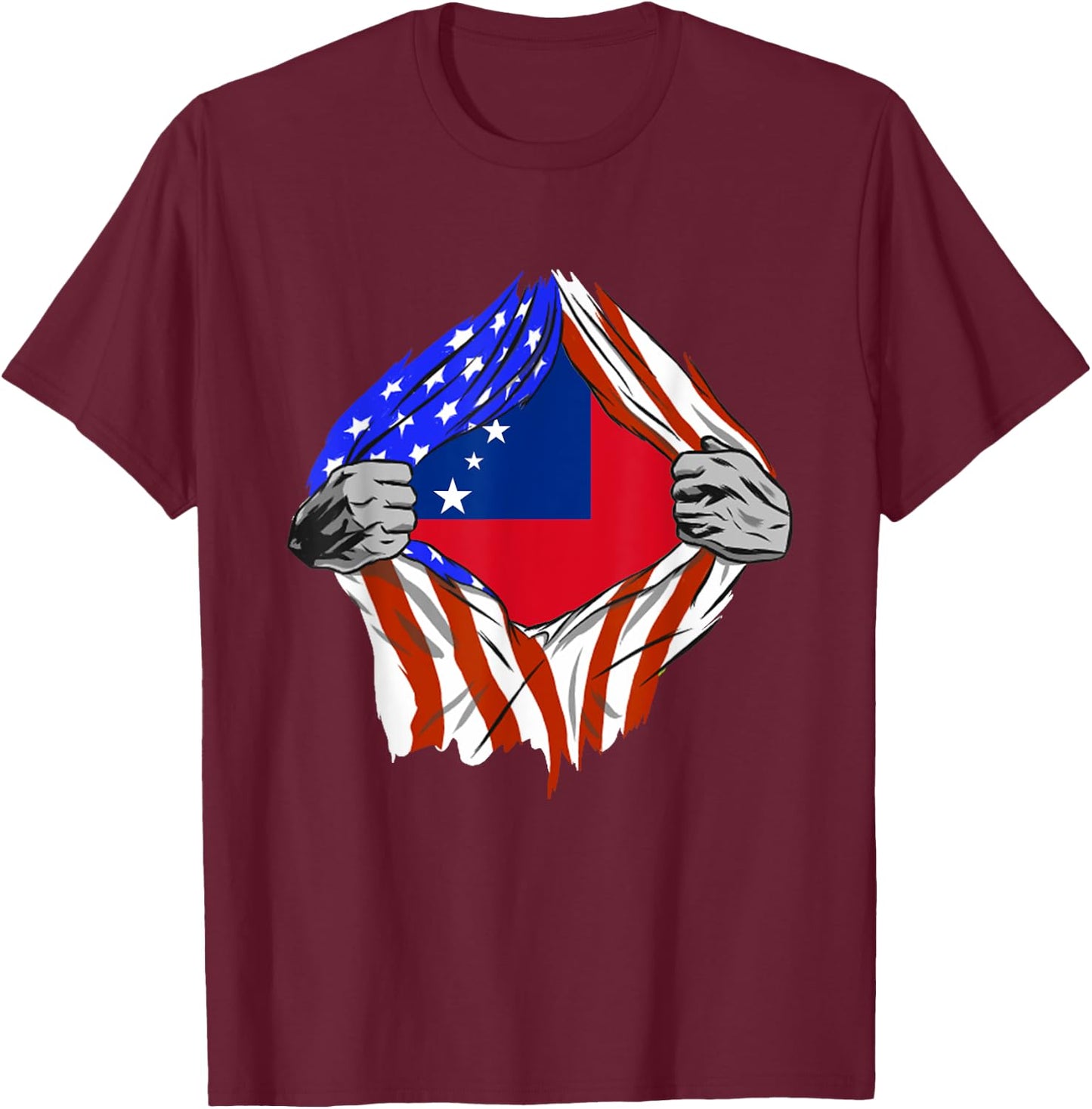 Samoan Roots Samoa USA Samoan Pride Chest Samoan Flag T-Shirt - T-Shirt | Maroon