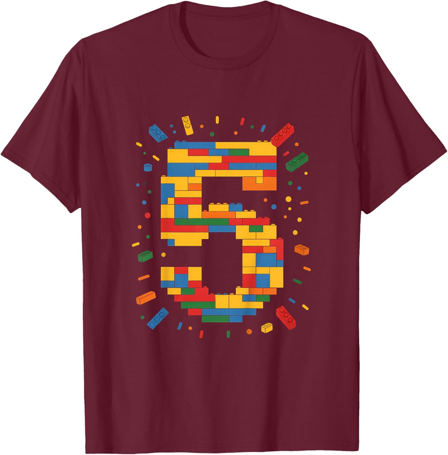 Ich Bin 5 Bausteine Geburtstag Klemmbausteine 5. Geburtstag T-Shirt - T-Shirt | Maroon
