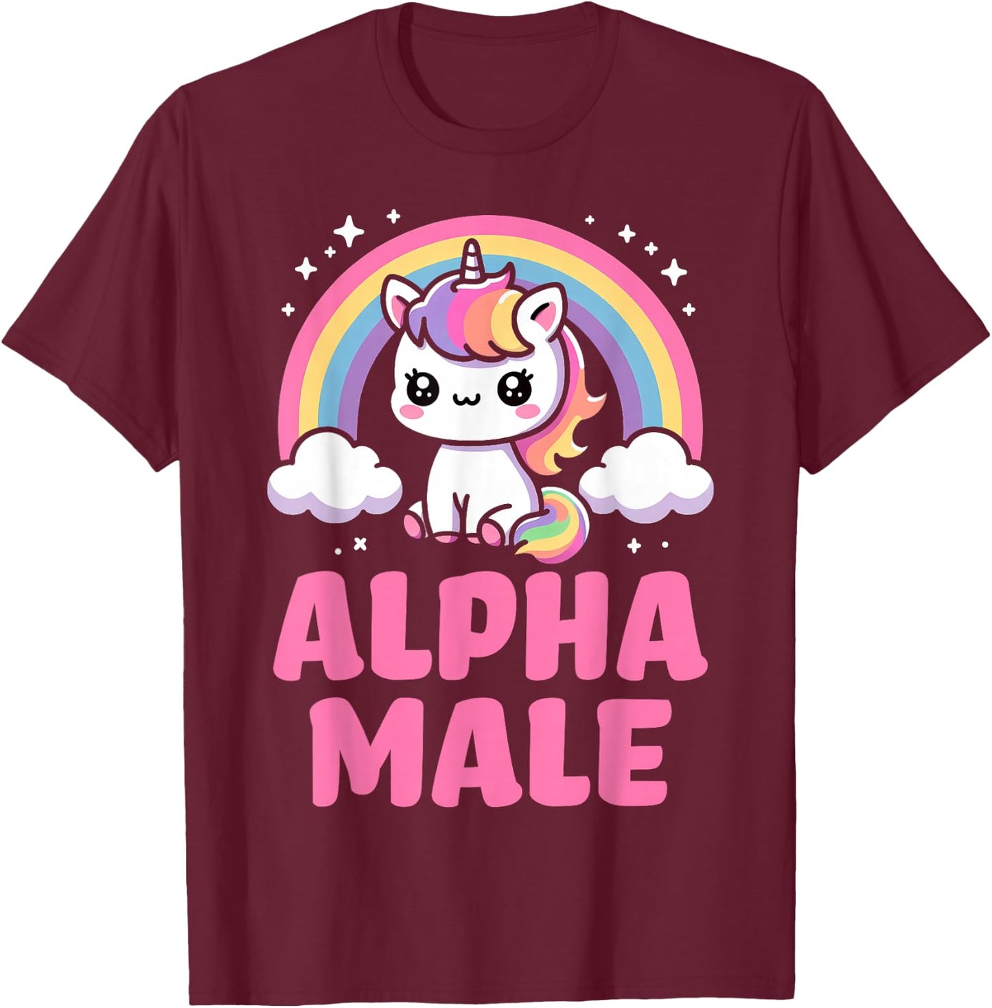 Funny Ironie Men's Outfit Cute Unicorn Alpha Male T-Shirt - T-Shirt | Maroon