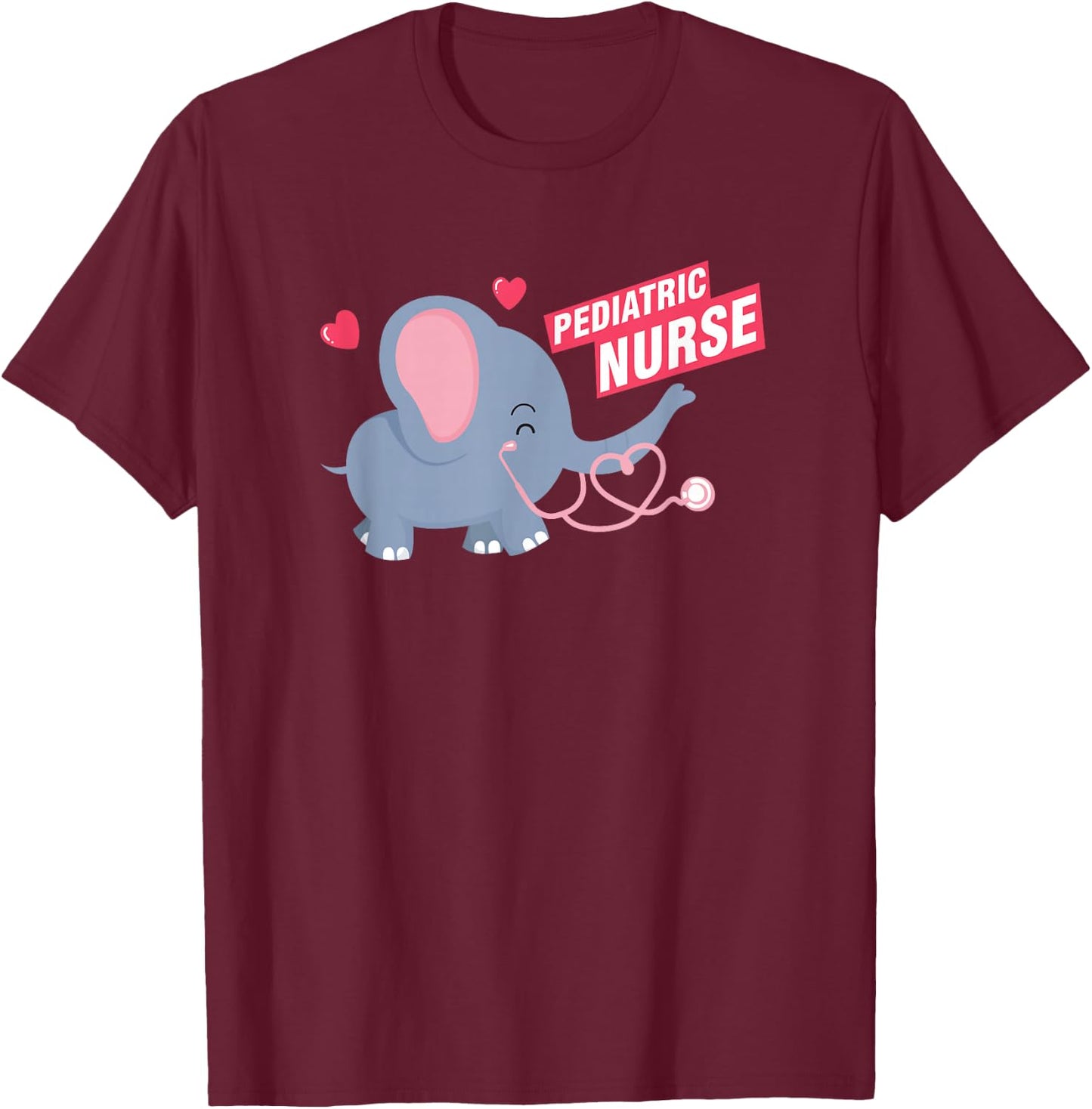 Cute Elephant Children's Nurse Children's Nurse Children's Nurse RN Children's Nurse T-Shirt - T-Shirt | Maroon