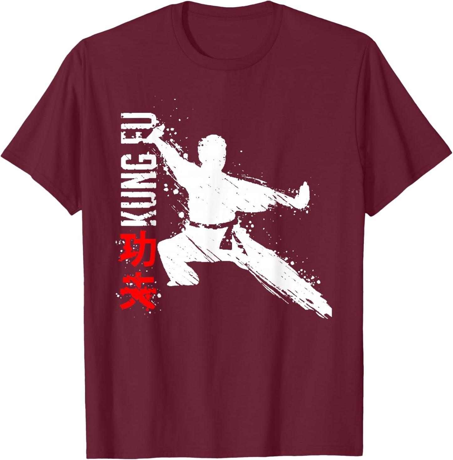 Chinese Martial Arts Kung Fu Wing Chun Combat , Black, S T-Shirt - T-Shirt | Maroon
