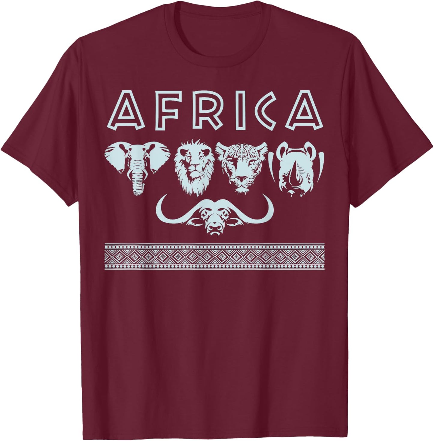 AFRICA Shirt Big 5 Wildlife Safari Hunting Gift T-Shirt - T-Shirt | Maroon
