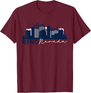 Reno Nevada Cityscape Souvenir T-Shirt - T-Shirt | Maroon