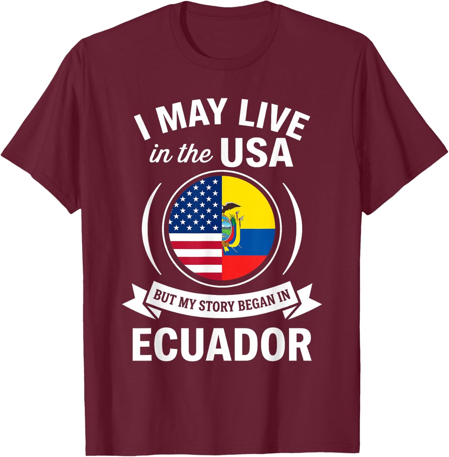 Ecuadorian American Flag Ecuador Pride Roots T-Shirt - T-Shirt | Maroon