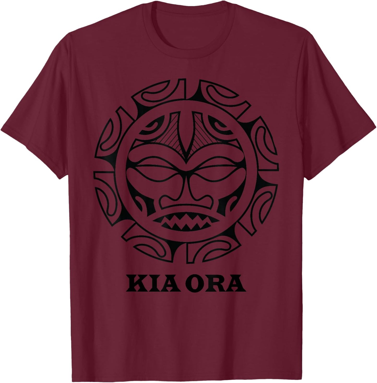 New Zealand Kia Ora Culture Symbol Haka Maori Dance T-Shirt - T-Shirt | Maroon