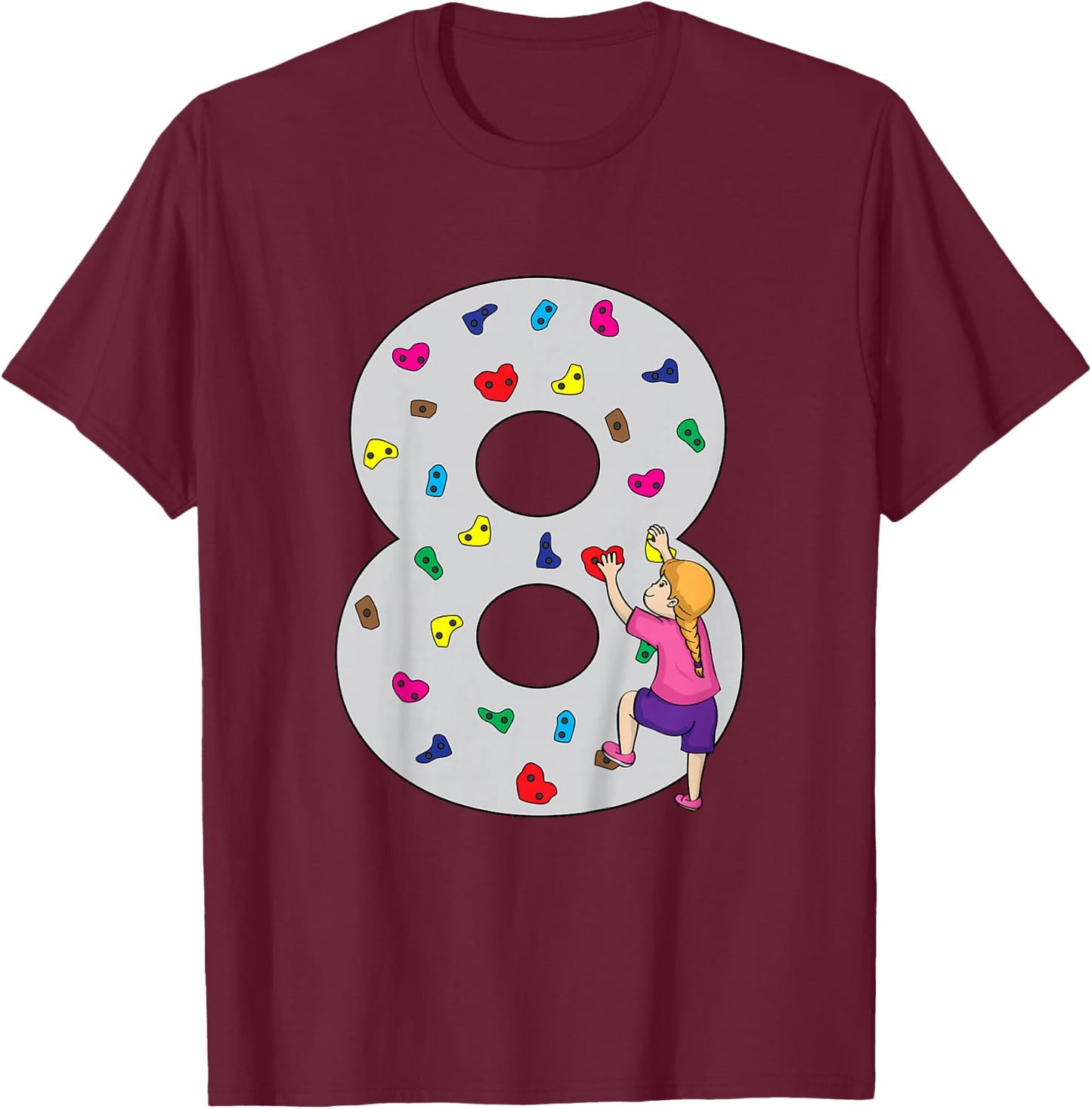 8.Geburtstag Party Klettern Bouldern Kinder Geburtstag Girl T-Shirt - T-Shirt | Maroon