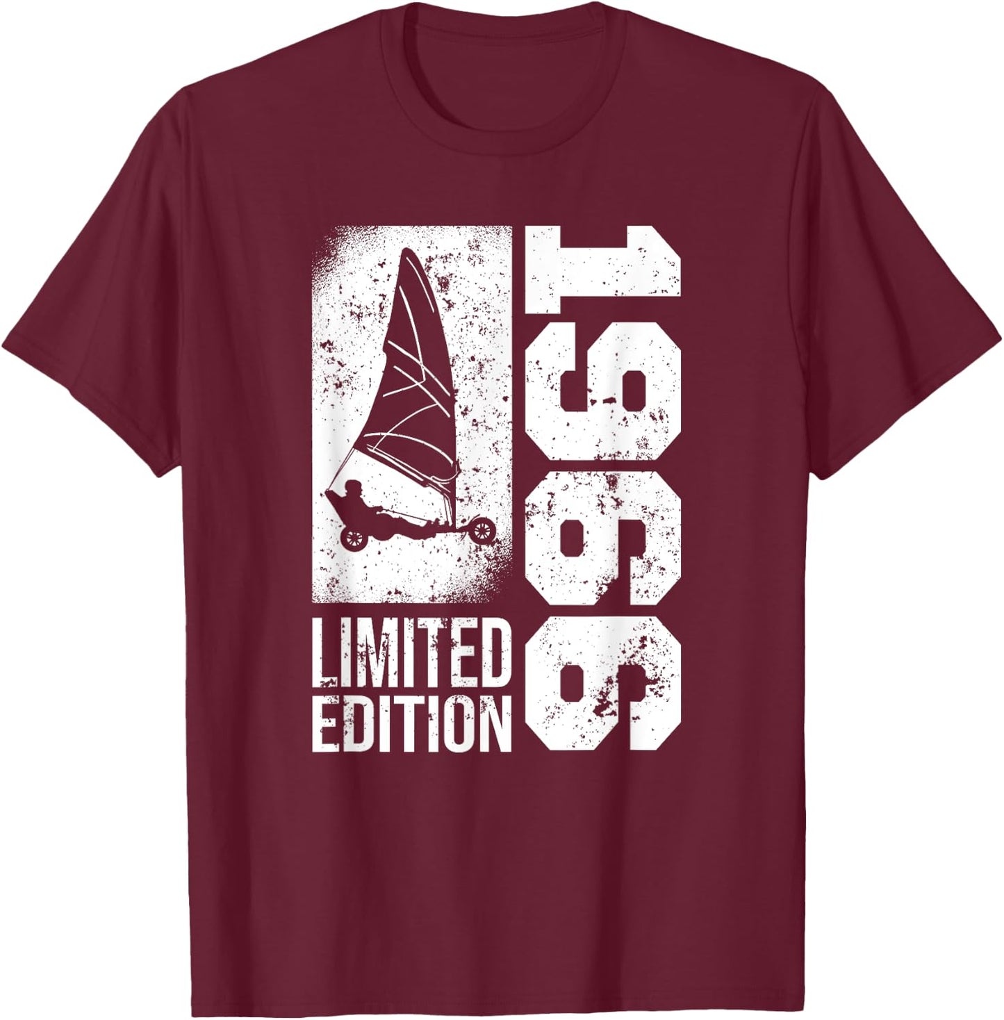 Vintage Beach Veil born in 1966 Birthday Sailing Tank , Black, S T-Shirt - T-Shirt | Maroon