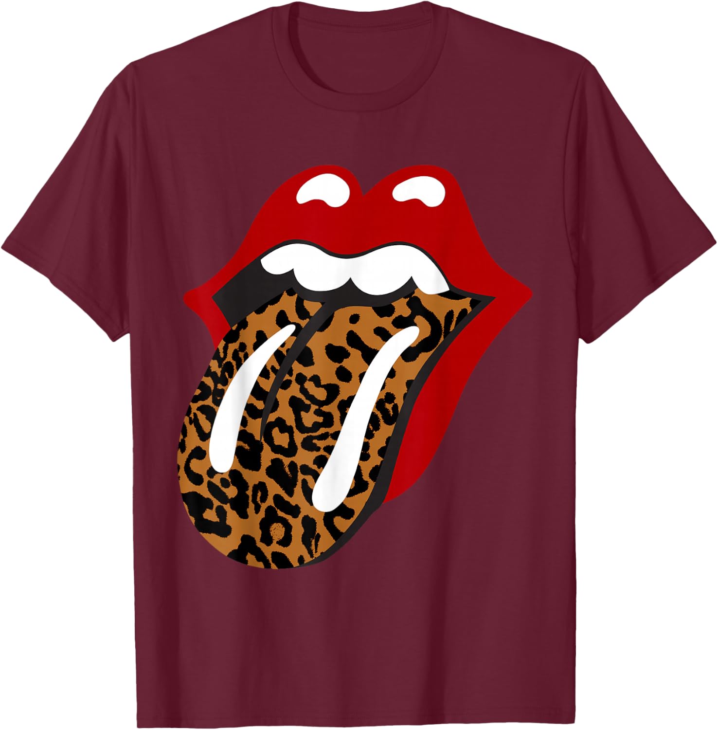 Rolling Stones Classic Leopard Tongue , black T-Shirt - T-Shirt | Maroon