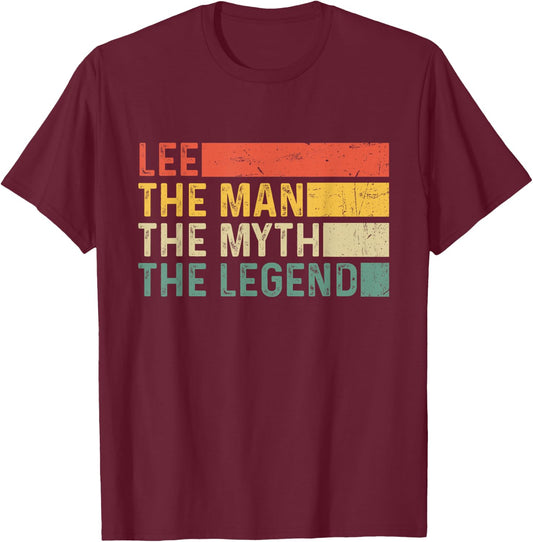 Lee The Man The Myth The Legend Vintage Gift Lee T-Shirt - T-Shirt | Maroon