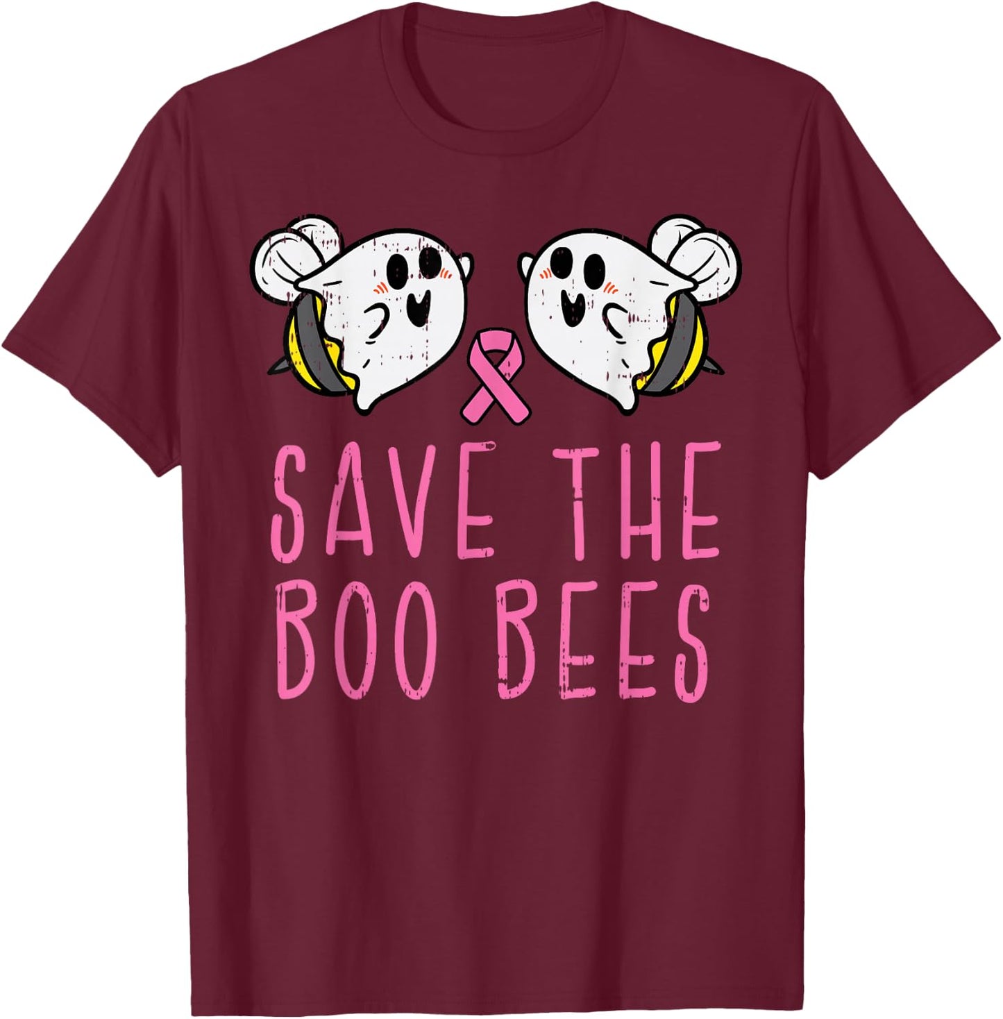 Save The Boo Bees Fun Halloween Breast Cancer Awareness Gift T-Shirt - T-Shirt | Maroon