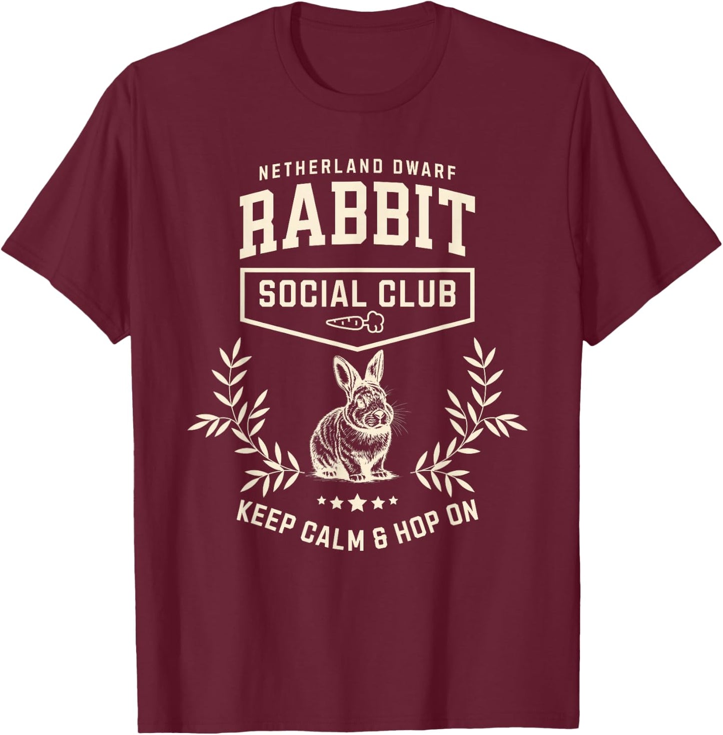 Netherland Dwarf Rabbit Social Club T-Shirt - T-Shirt | Maroon