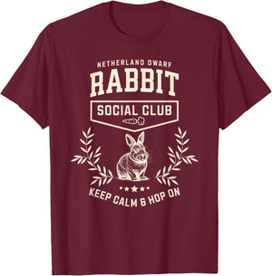 Netherland Dwarf Rabbit Social Club T-Shirt - T-Shirt | Maroon