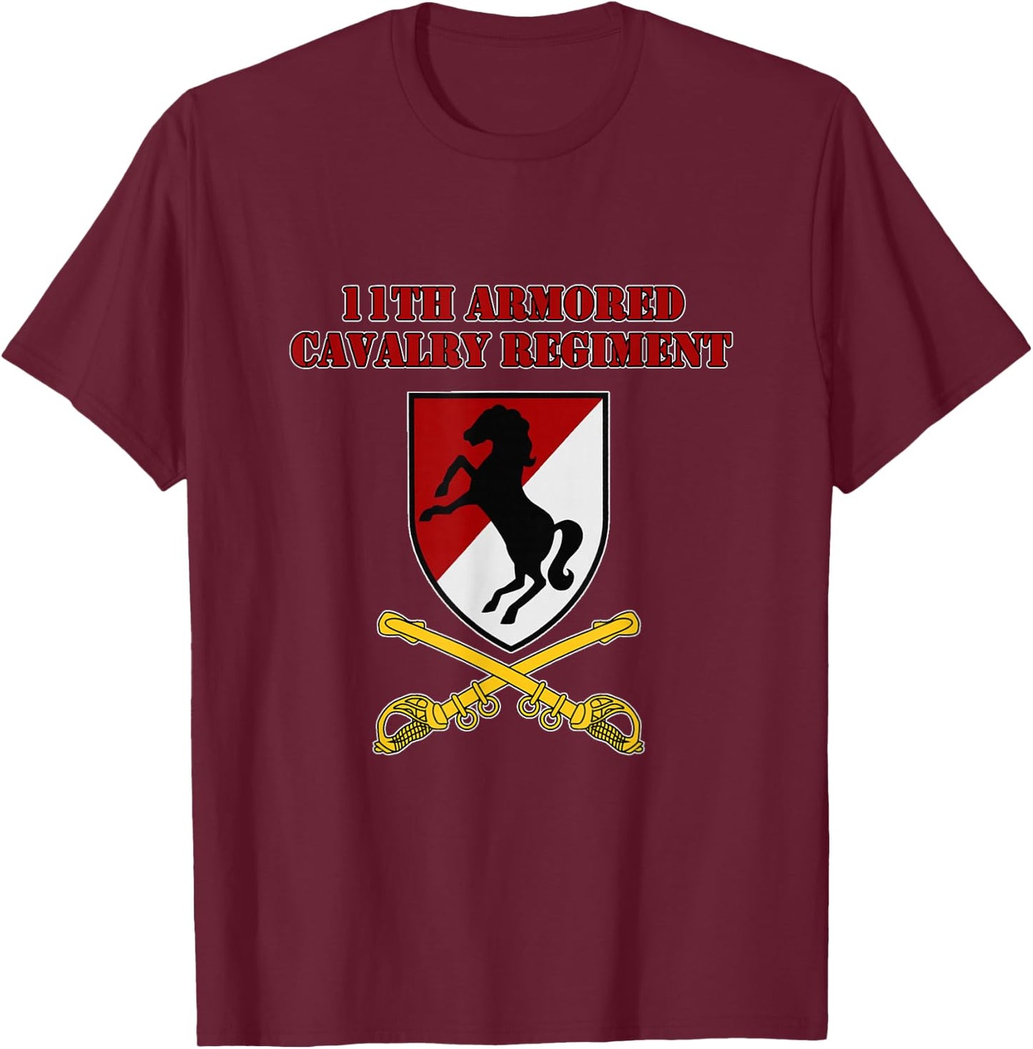 11th Armored Cav Regiment - 11th ACR vets Design on Front T-Shirt - T-Shirt | Maroon