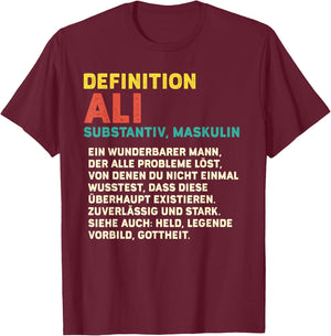 Men's Name Ali Definition Ali , black T-Shirt - T-Shirt | Maroon