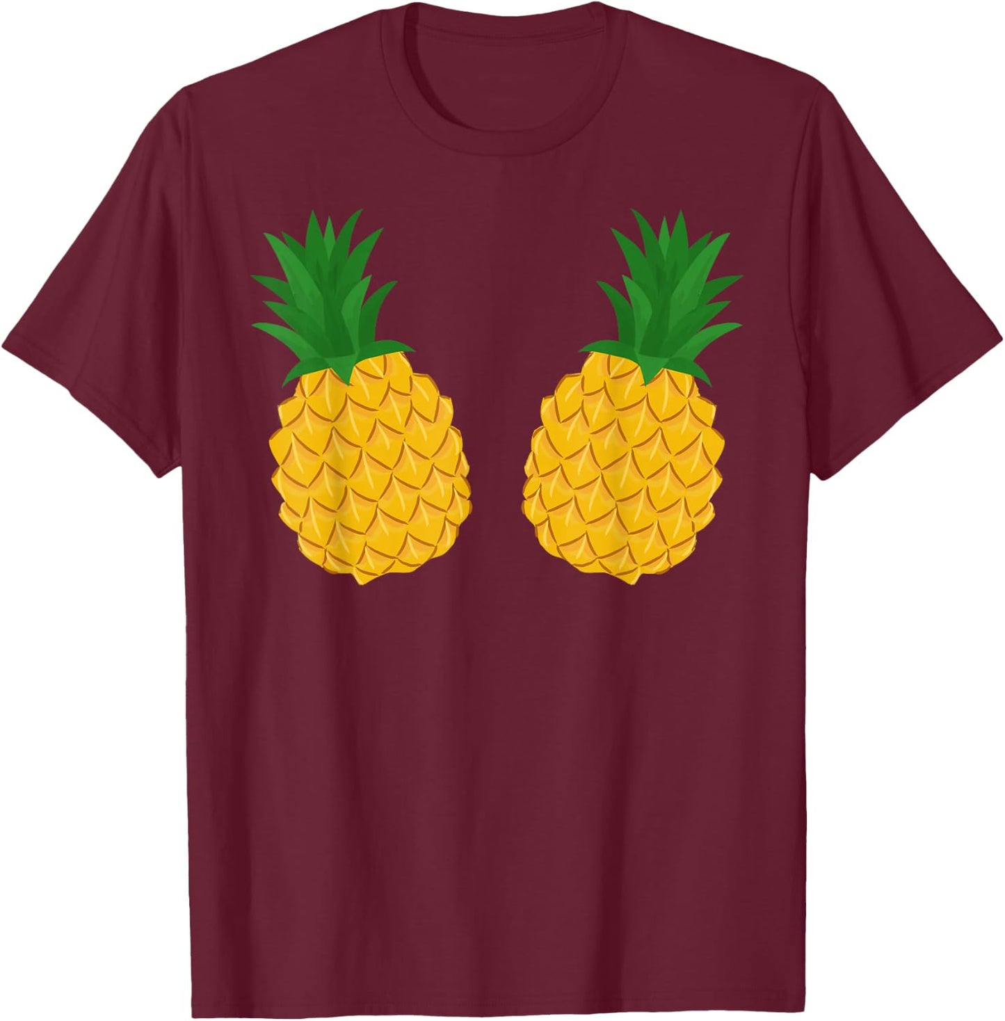 Pineapple Bra Funny Hawaiian Bikini , black, S T-Shirt - T-Shirt | Maroon