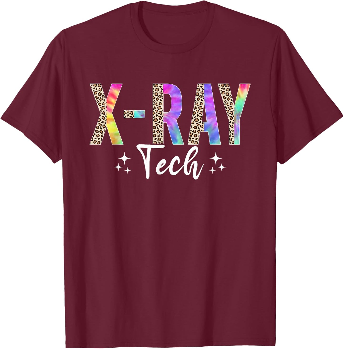 Leopard Tie Dye Xray Technologist X-Ray Tech Men T-Shirt - T-Shirt | Maroon