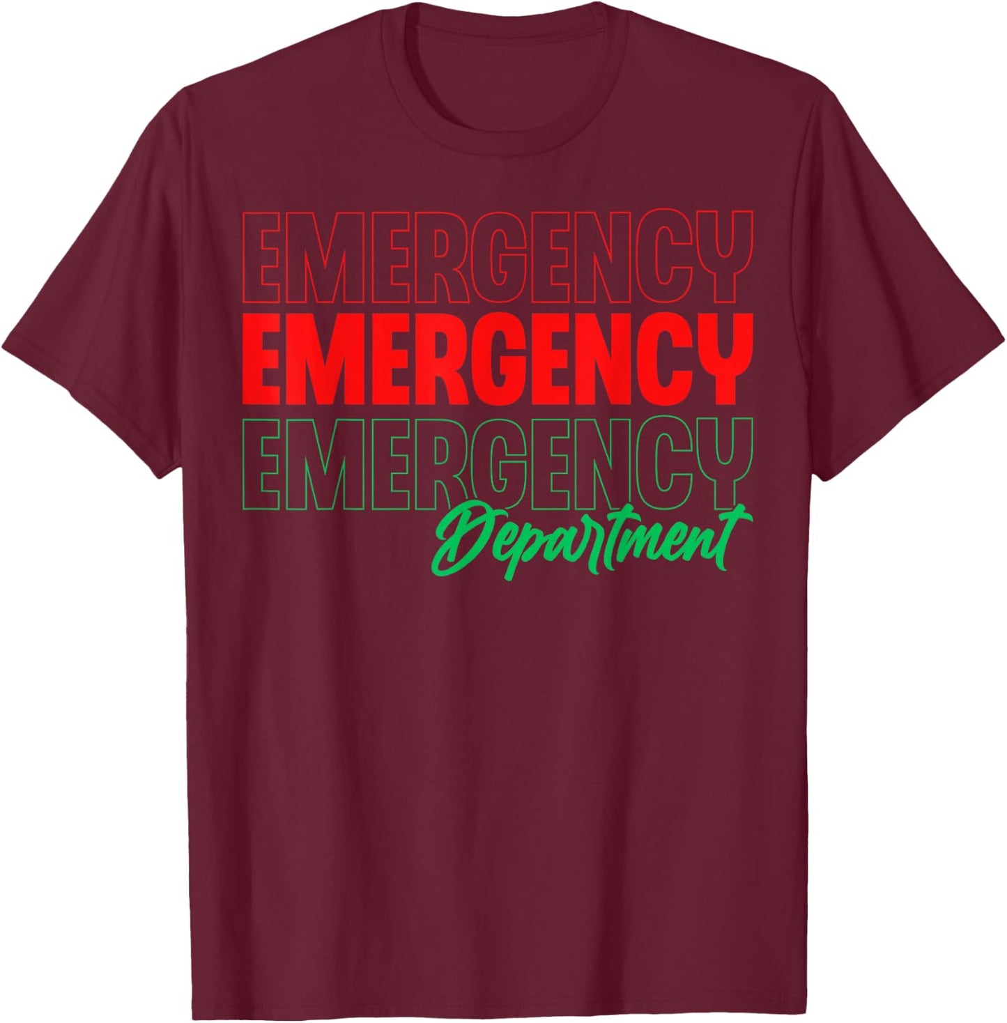 Emergency Department Xmas Holiday ER Nurse Christmas T-Shirt - T-Shirt | Maroon