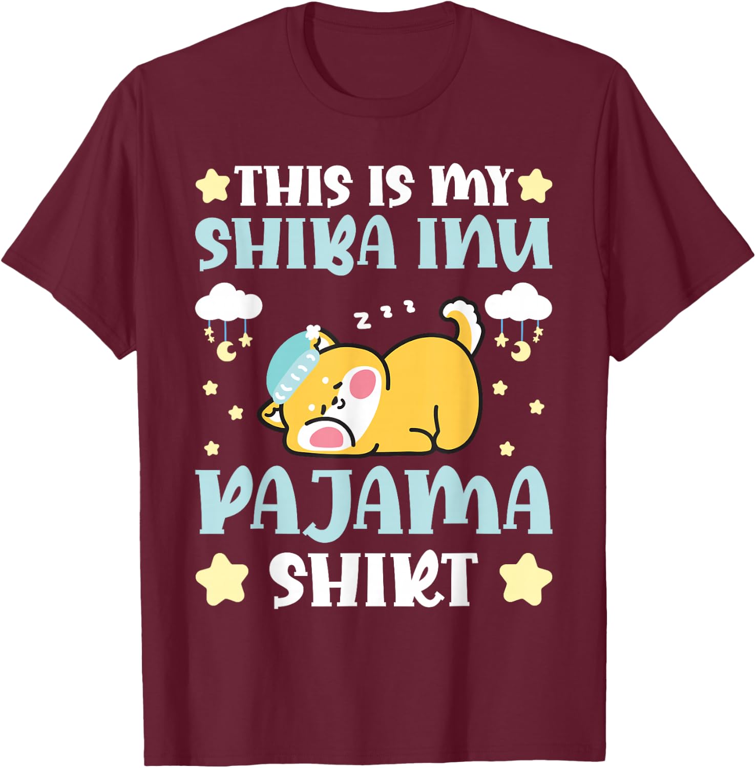 Cute PJ Teen Boys PJs Girls PJs Funny PJ My Shiba Inu Pajama T-Shirt - T-Shirt | Maroon