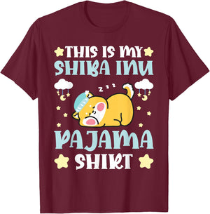 Cute PJ Teen Boys PJs Girls PJs Funny PJ My Shiba Inu Pajama T-Shirt - T-Shirt | Maroon