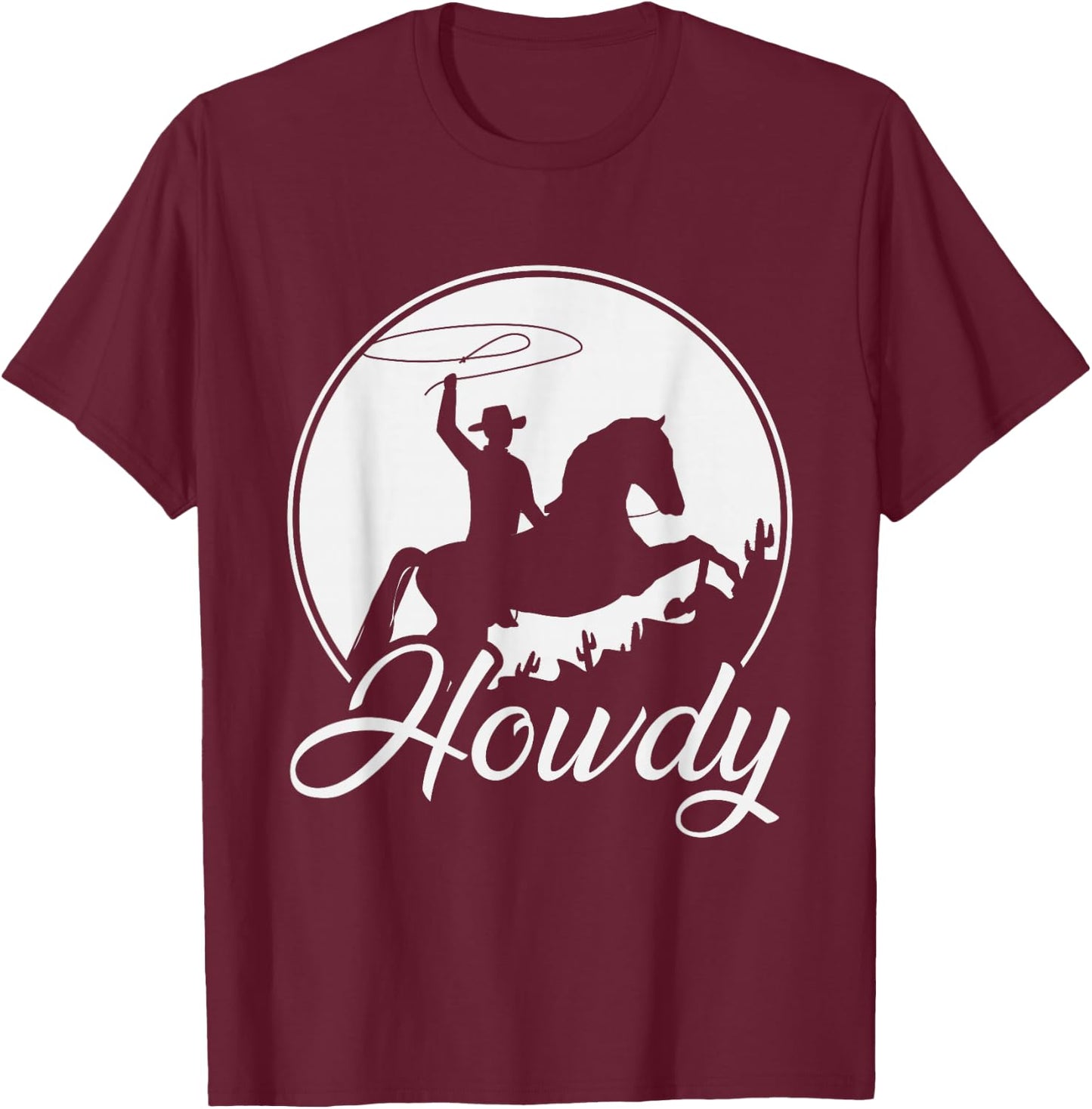 Texas Farmer Cowboy Gift Rodeo Howdy Cowboy - Men's Black Western Cowboy - Small - Classic Fit - Short Sleeve - - Cotton 65%, Polyester 35% T-Shirt - T-Shirt | Maroon
