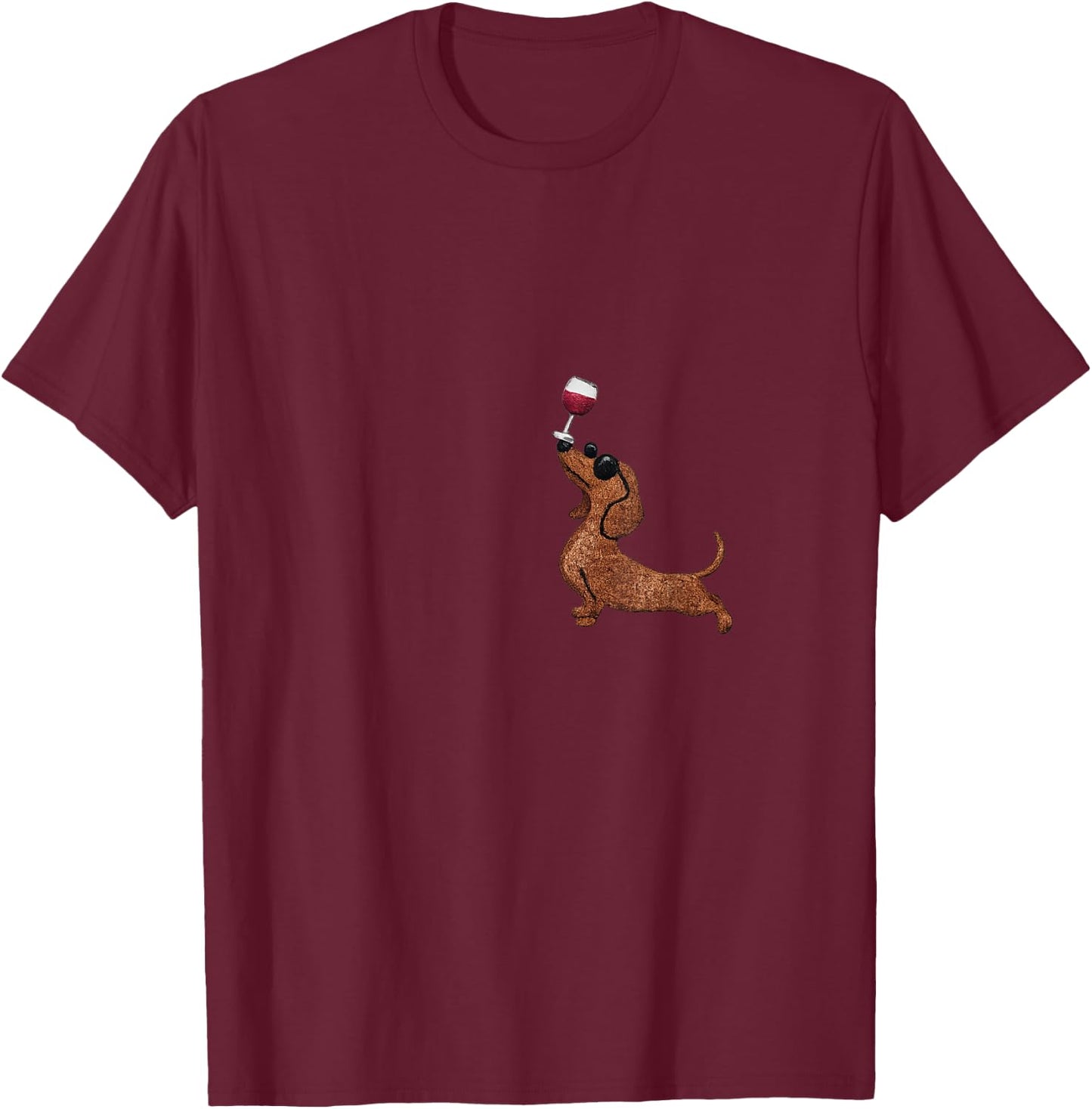 Lustiges Dackel Wein Motiv T-Shirt - T-Shirt | Maroon