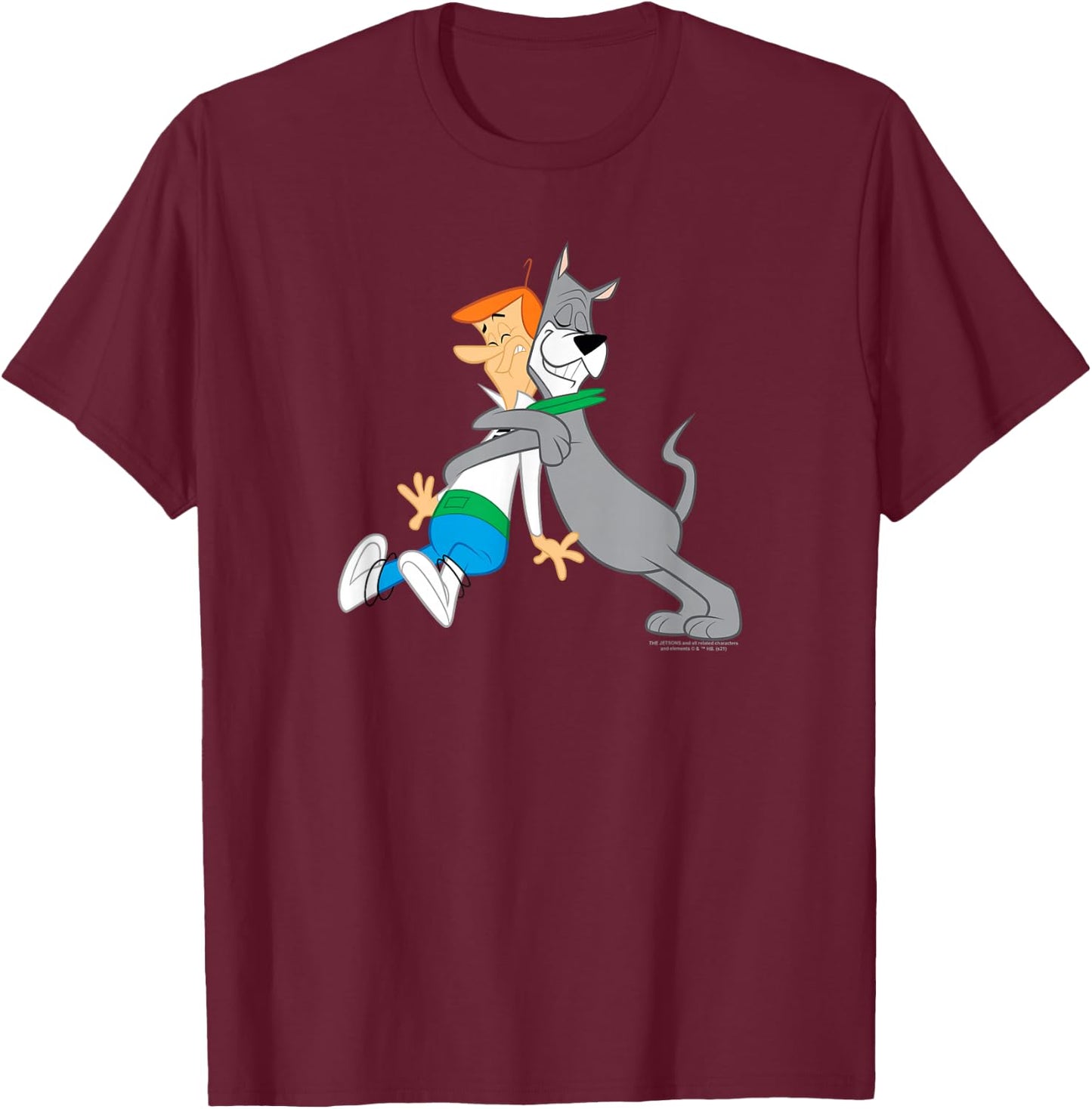 The Jetsons Astro Hugging George T-Shirt - T-Shirt | Maroon