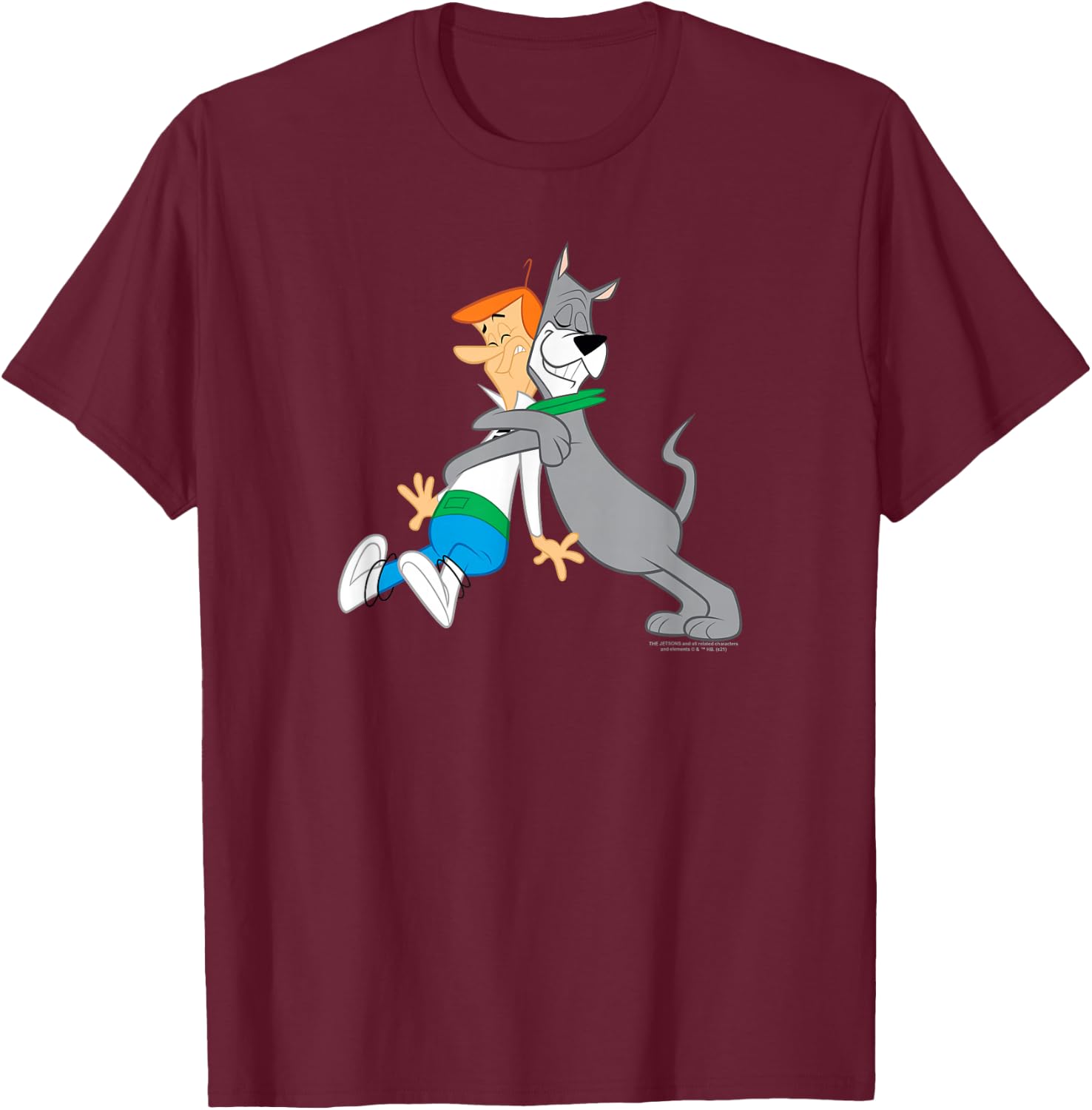 The Jetsons Astro Hugging George T-Shirt - T-Shirt | Maroon