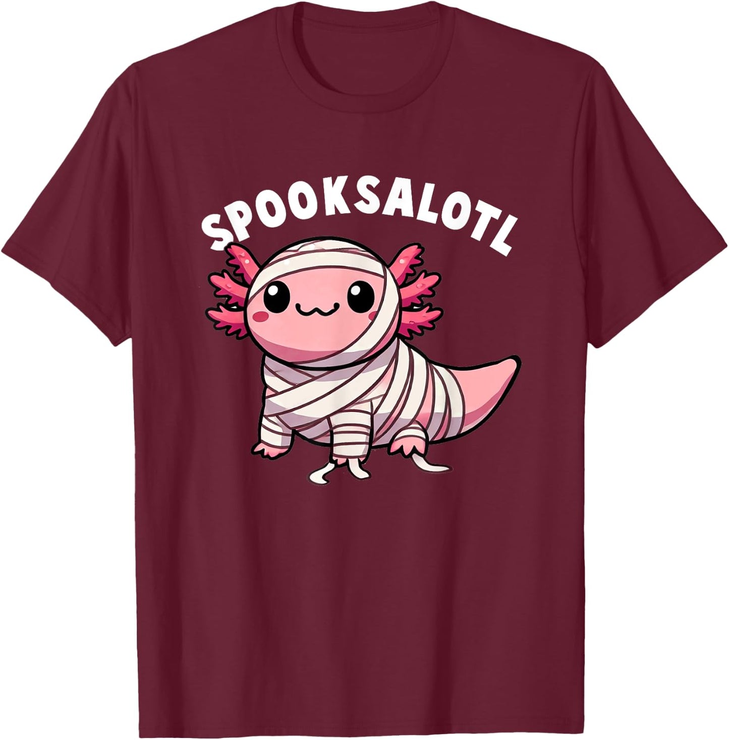 Halloween Axolotl Spooksalotl Funny Axolotl Kids Women Men T-Shirt - T-Shirt | Maroon