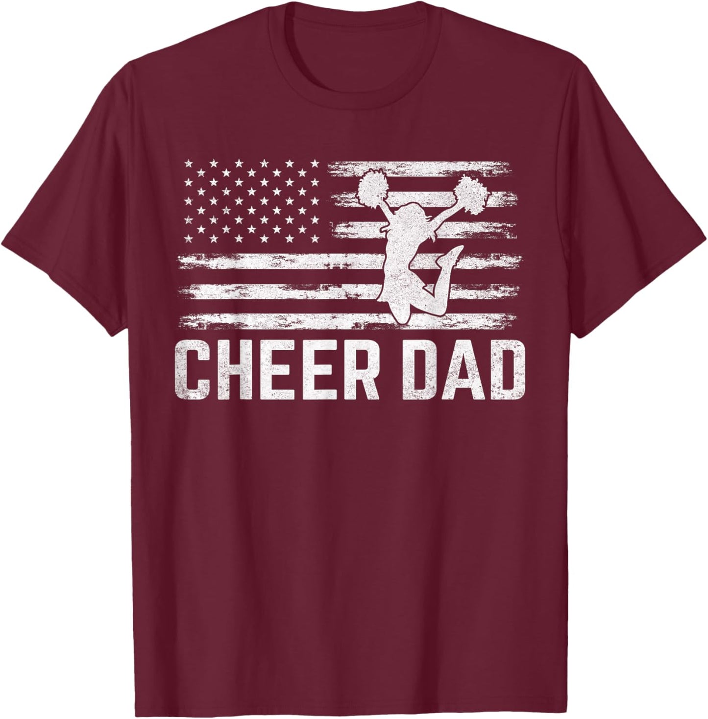USA Patriotic Dad Father's Day American Flag Cheer Dad T-Shirt - T-Shirt | Maroon