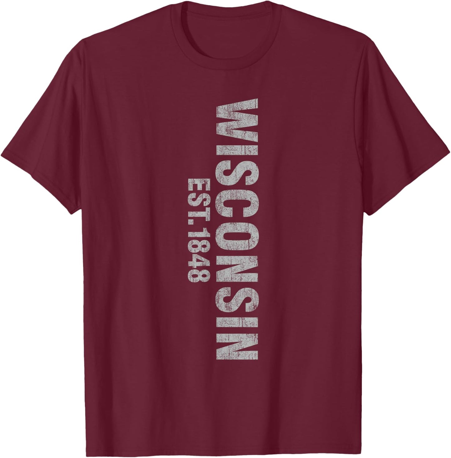 Wisconsin state patriotic American USA distressed design Women Kids Men T-Shirt - T-Shirt | Maroon