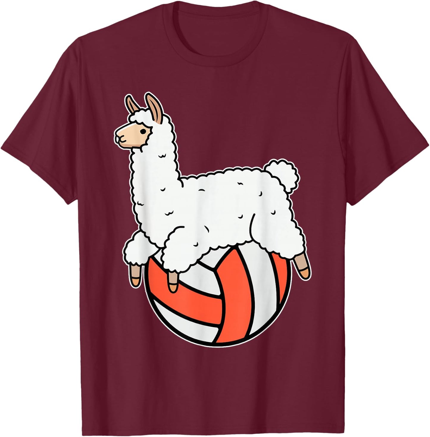 Volleyball Llama Laying and Chilling on Volley Ball T-Shirt - T-Shirt | Maroon