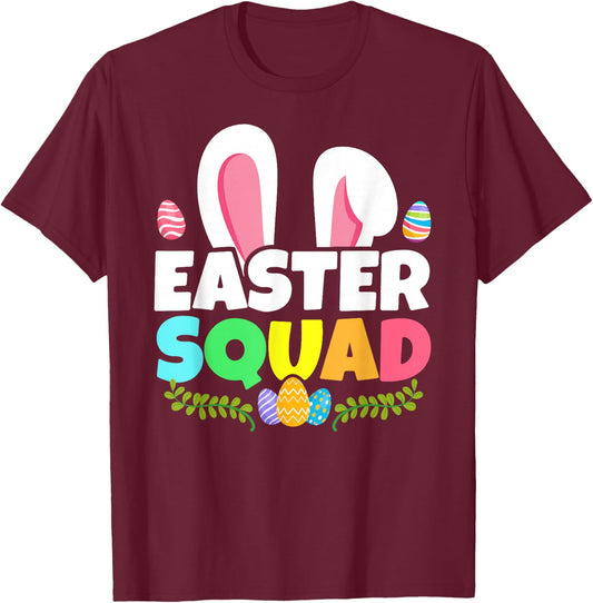 Easter Squad Family Matching Bunny Ears Egg Hunting T-Shirt - T-Shirt | Maroon