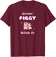 Dancing Pig Pun Gettin Piggy With It Kawaii Graphic T-Shirt - T-Shirt | Maroon