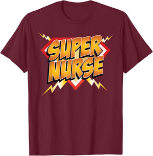 Super Nurse Superhero Comic Book Medical T-Shirt - T-Shirt | Maroon