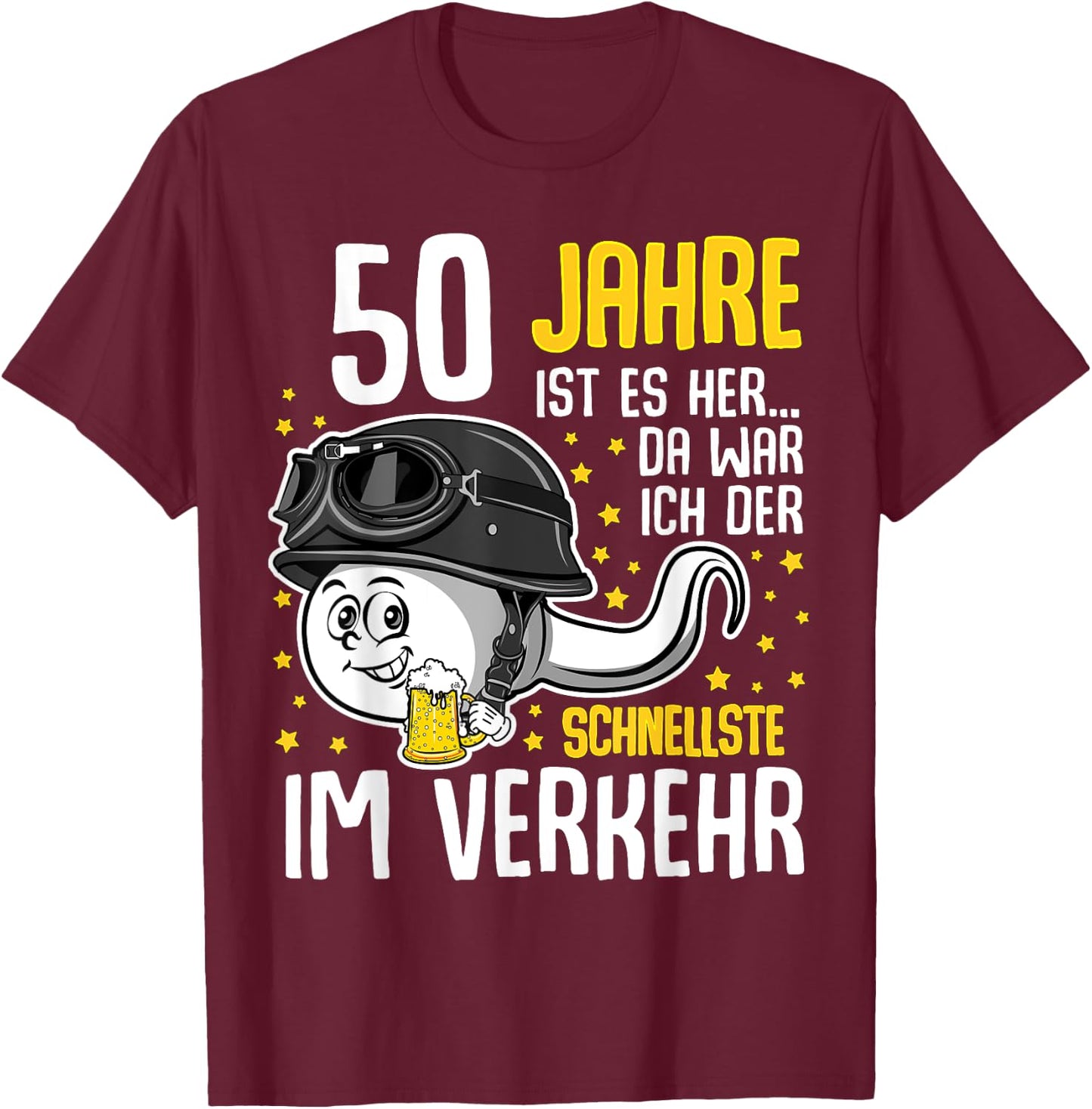 Men's 50 Years Ago The Fastest in Traffic 50th Birthday Man, black T-Shirt - T-Shirt | Maroon