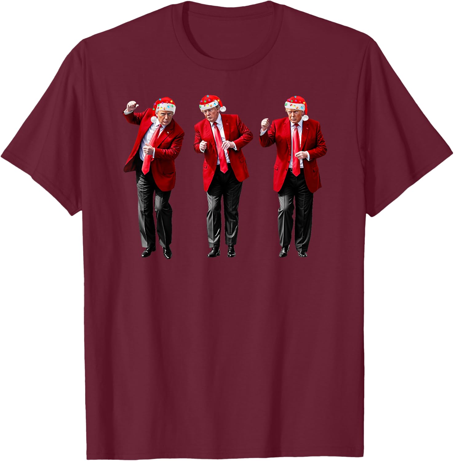 Christmas Donald Trump President 2024 Dancing Funny Santa T-Shirt - T-Shirt | Maroon