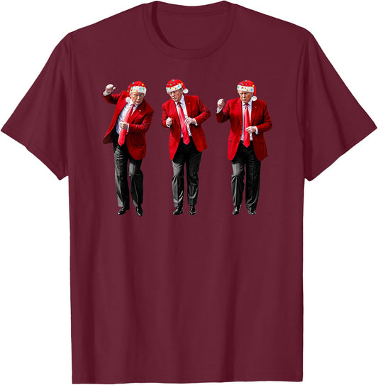 Christmas Donald Trump President 2024 Dancing Funny Santa T-Shirt - T-Shirt | Maroon