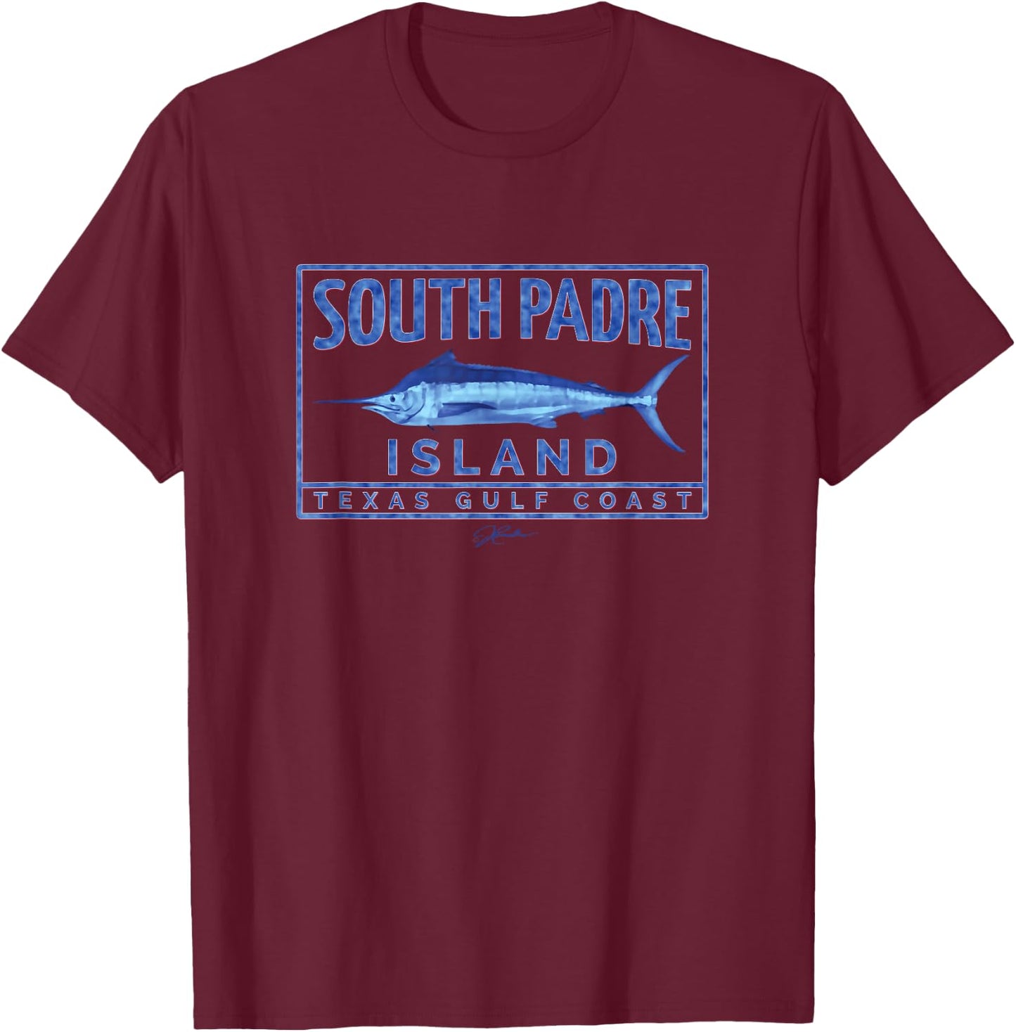 JCombs: South Padre Island, TX, Blue Marlin T-Shirt - T-Shirt | Maroon