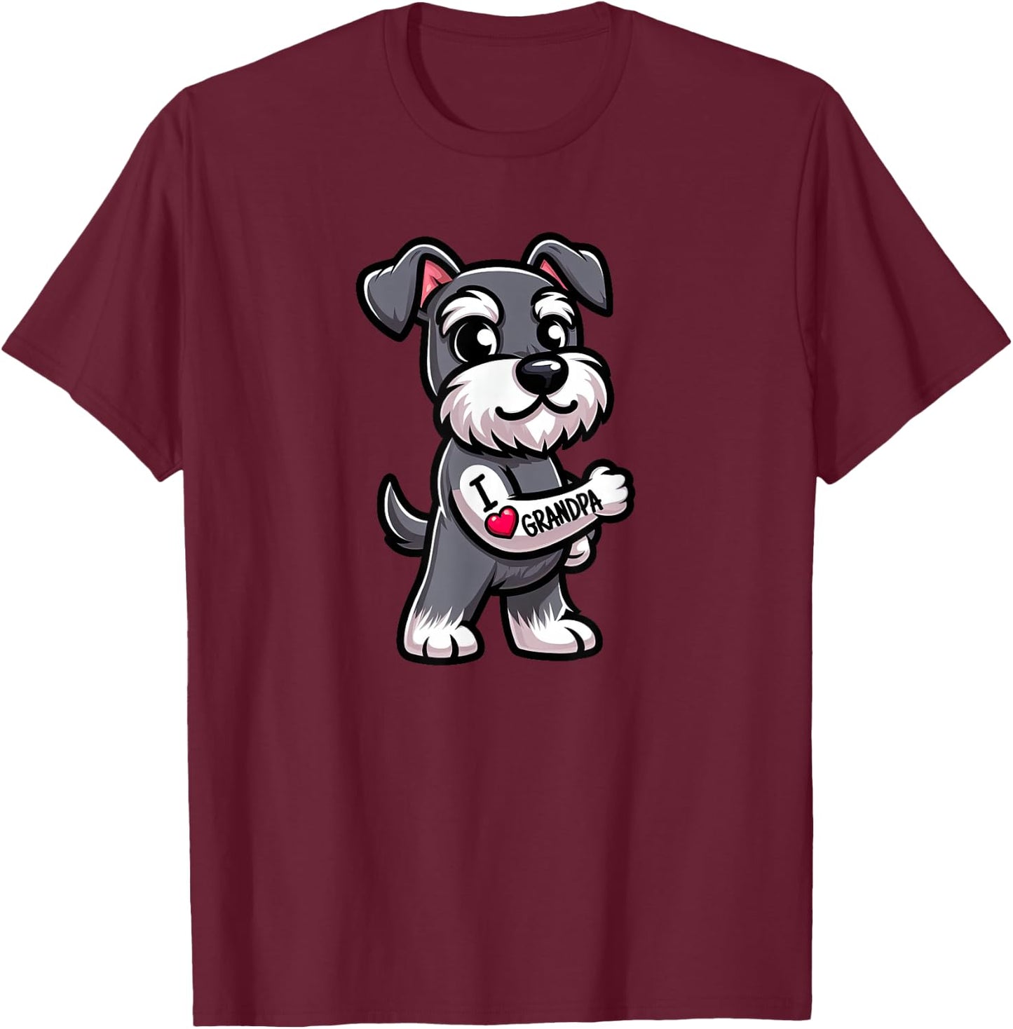 Schnauzer I Love Grandpa Funny Dog Tattoo T-Shirt - T-Shirt | Maroon