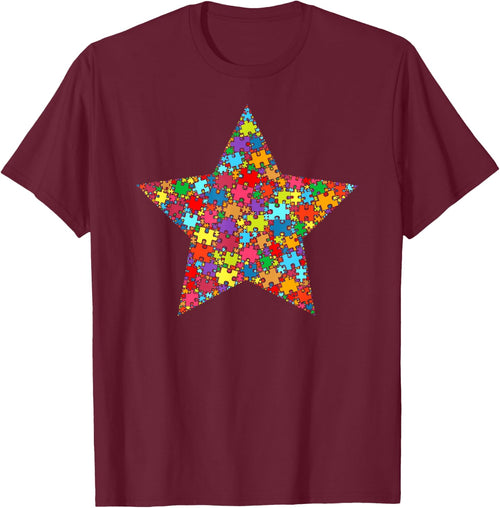 Star Shape Autism Puzzle Men Kids Autism Awareness