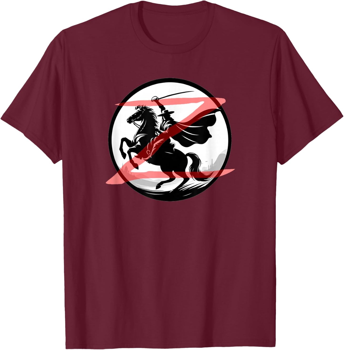 Zorro , grey, S T-Shirt - T-Shirt | Maroon