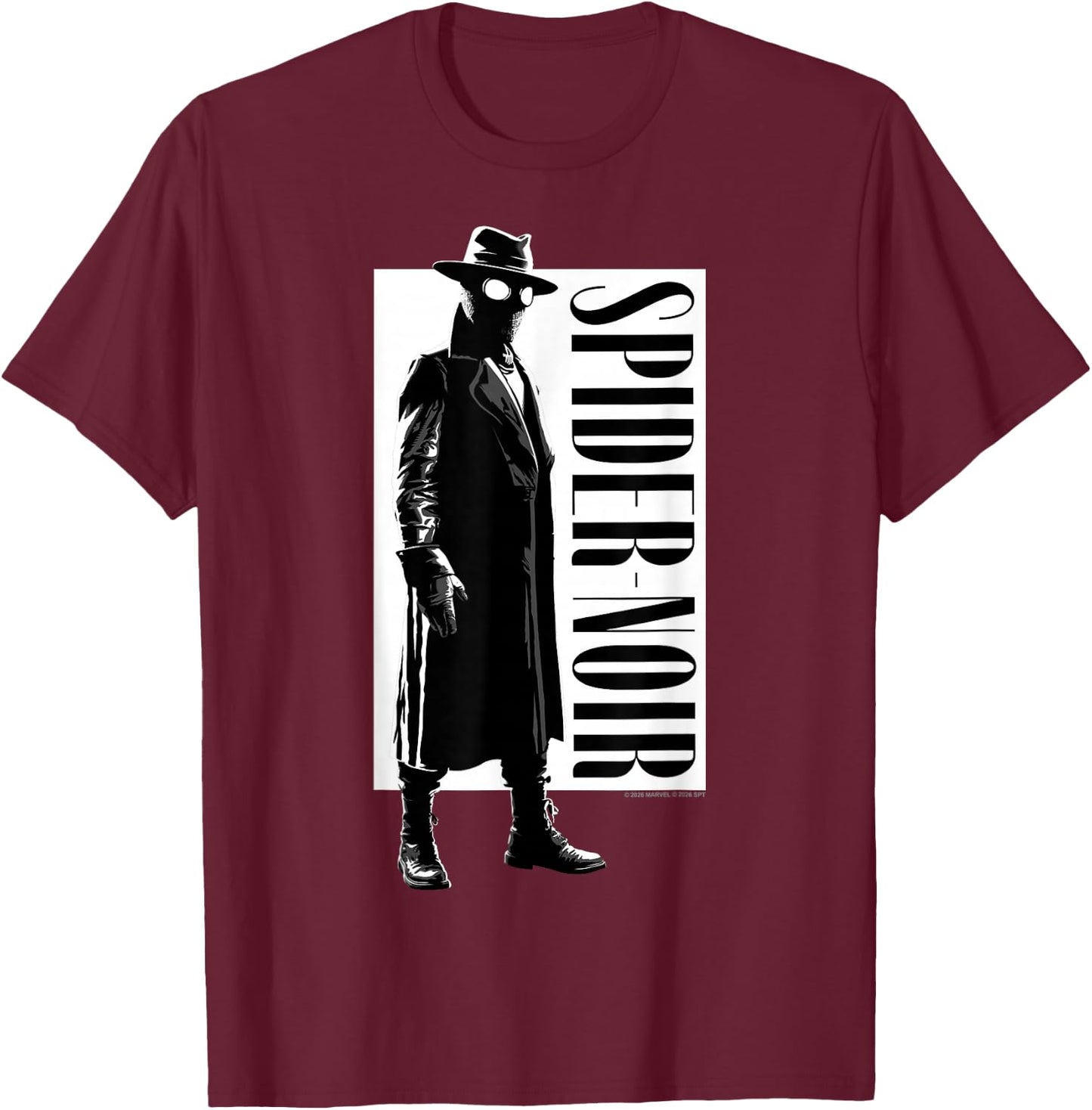 Marvel Spider-Noir Series Spider-Noir Trenchcoat Silhouette T-Shirt - T-Shirt | Maroon