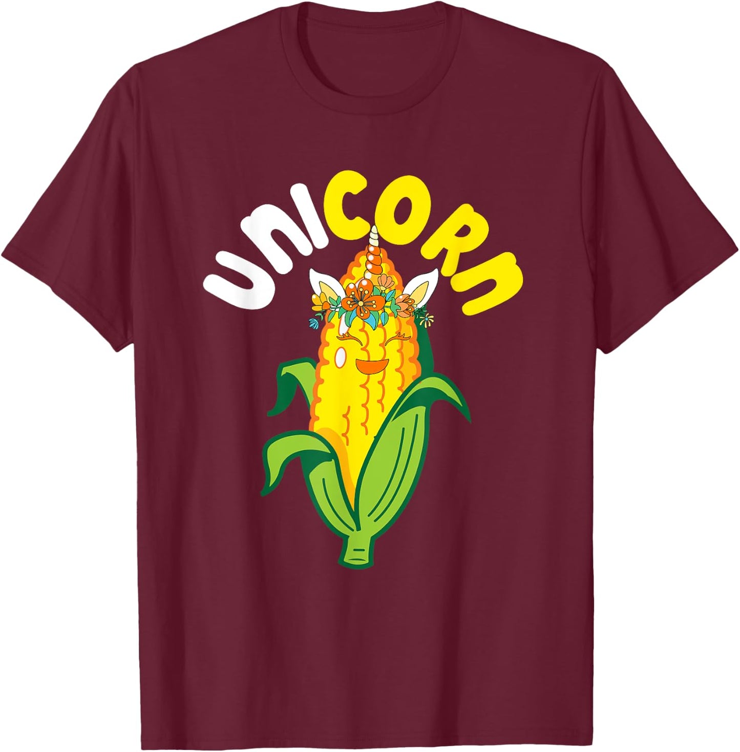 Unicorn Cute Corn Matching Farmer Vegan Lover Kids Toddler T-Shirt - T-Shirt | Maroon