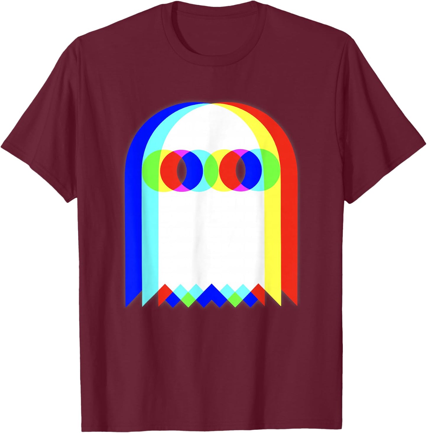 Vaporwave Ghost Retro Halloween Techno EDM Psychedelic , Black, S T-Shirt - T-Shirt | Maroon