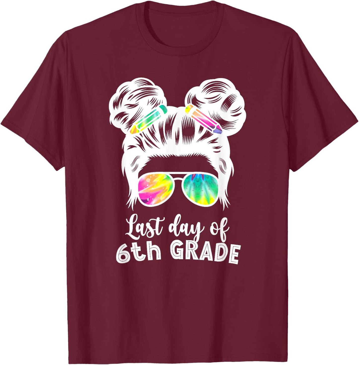 Last Day Of 6th Grade Groovy 6th Grade Last Day Of School T-Shirt - T-Shirt | Maroon