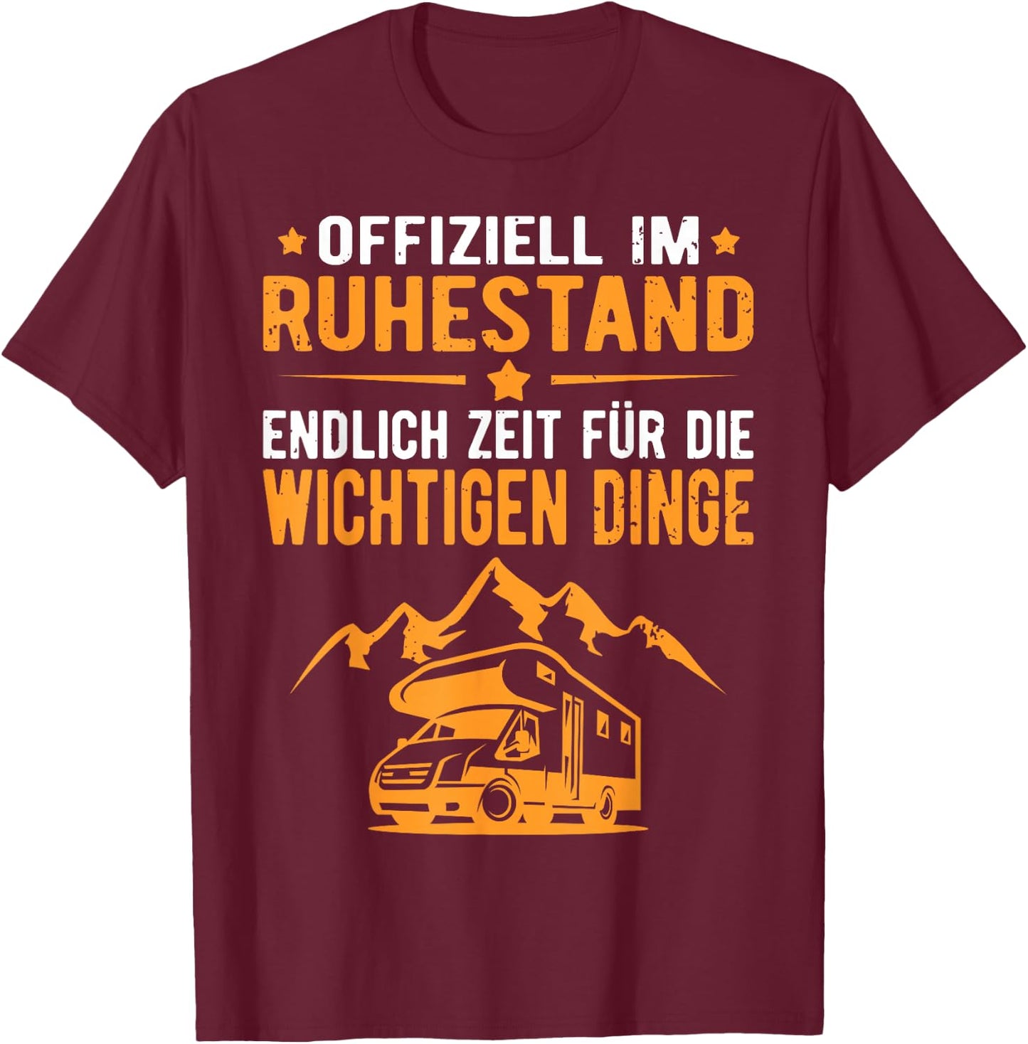 Wohnmobil Wohnwagen Rentner Rente Camper Ruhestand Camping - Schwarz, Klein, , Kurzarm, Polyester 100%, Camping-Novelty , Senioren, Rentner, Camper T-Shirt - T-Shirt | Maroon