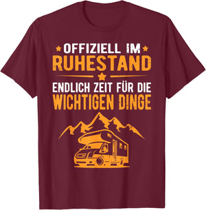 Wohnmobil Wohnwagen Rentner Rente Camper Ruhestand Camping - Schwarz, Klein, , Kurzarm, Polyester 100%, Camping-Novelty , Senioren, Rentner, Camper T-Shirt - T-Shirt | Maroon