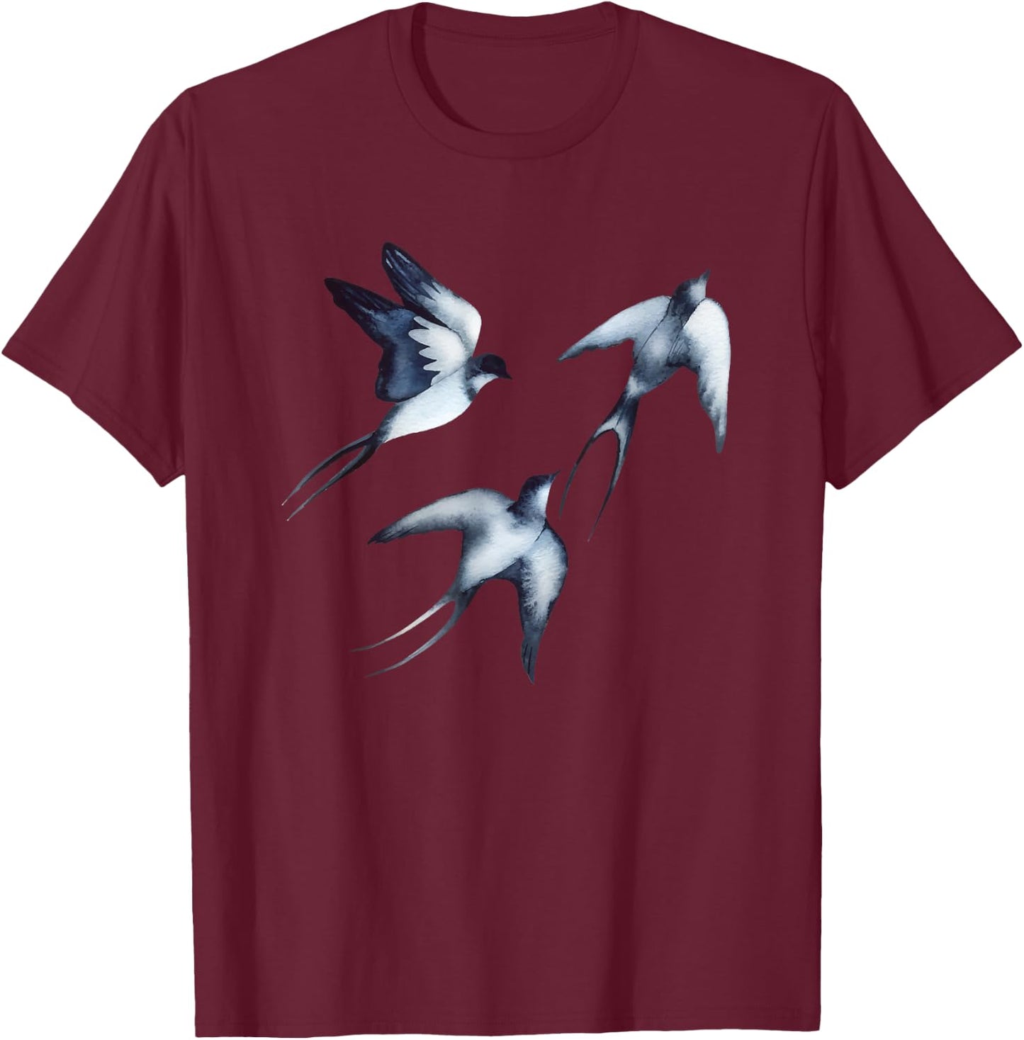 Swallows in Flight T-Shirt - T-Shirt | Maroon